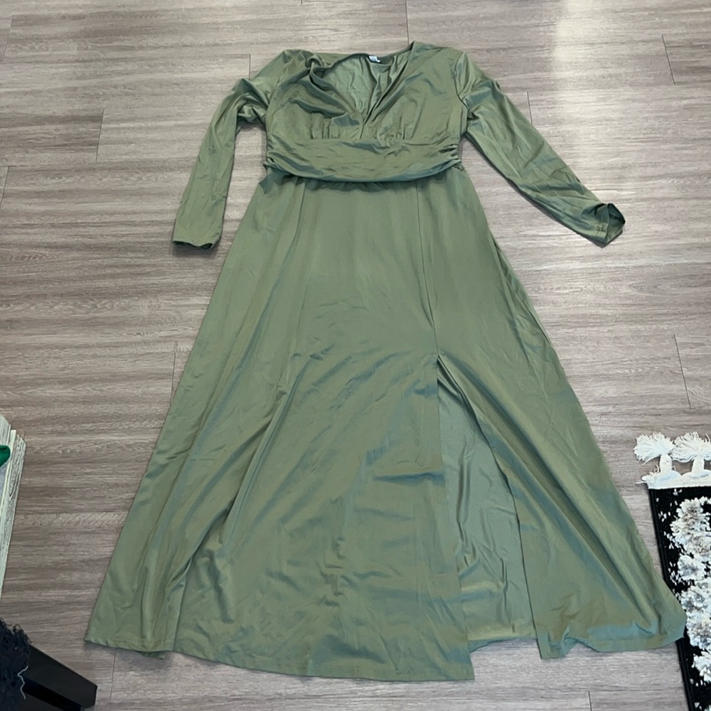 Long sage green formal dress